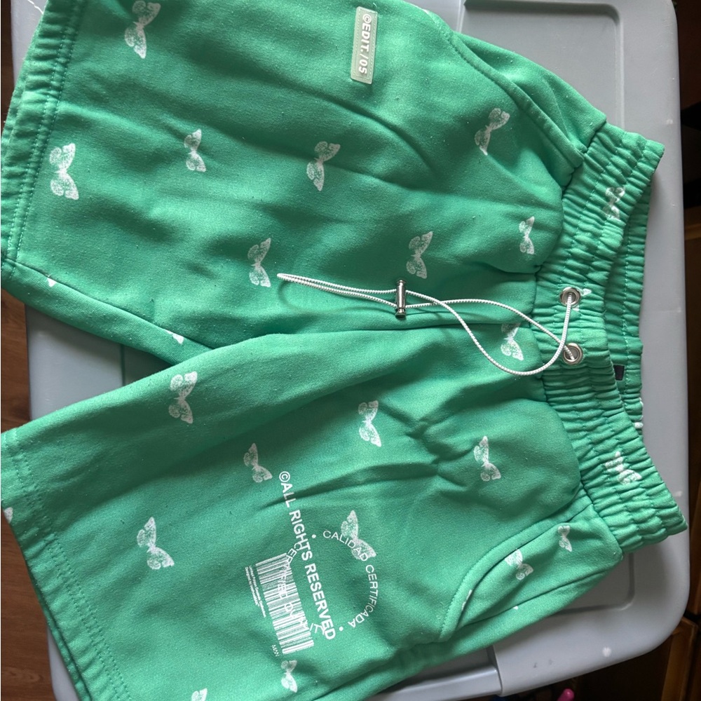 Men's Green Shorts with Butterfly Print